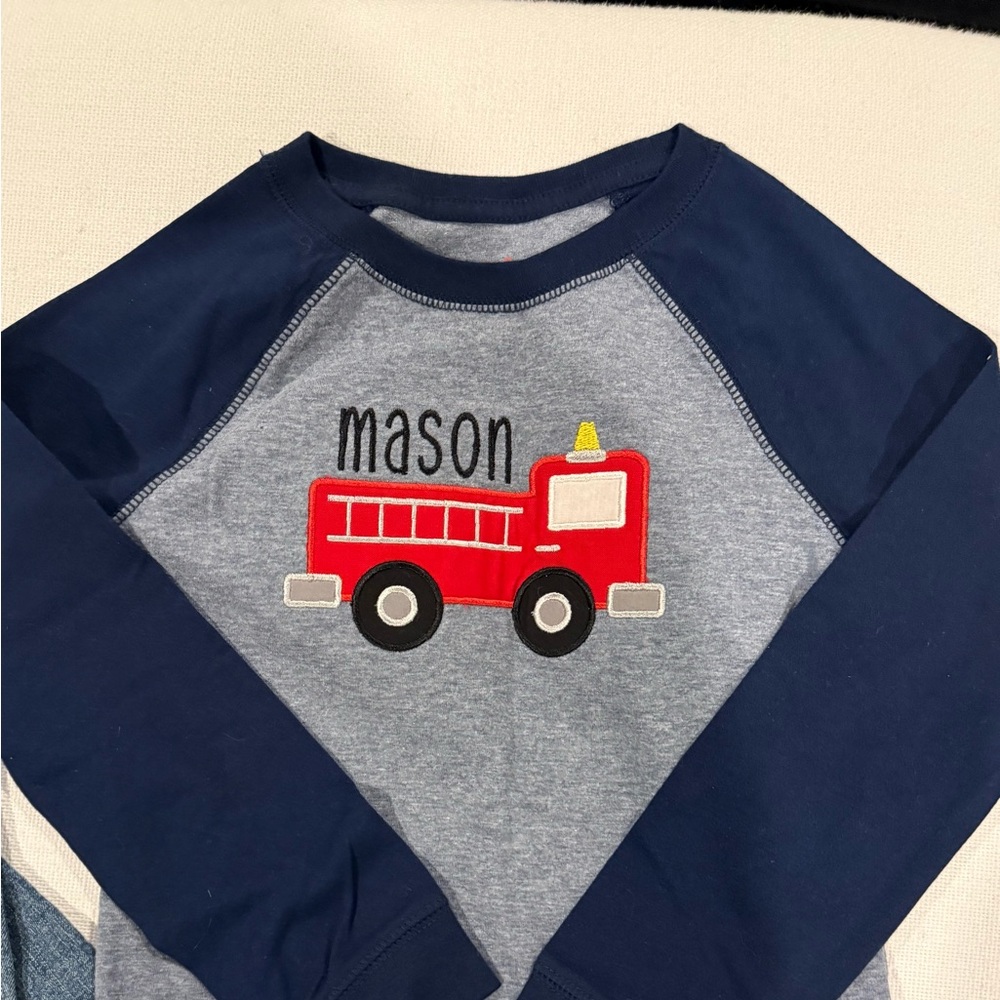 Custom Mason fire truck long sleeve tee